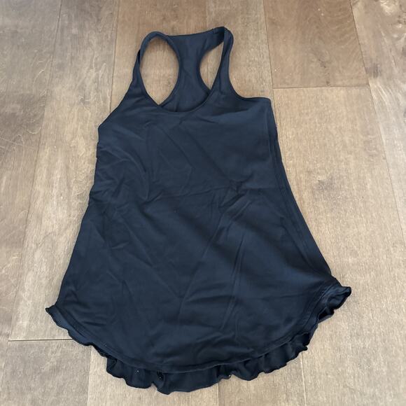 Lululemon Tops - Lululemon Racerback Workout Tank Top Black Ruffle